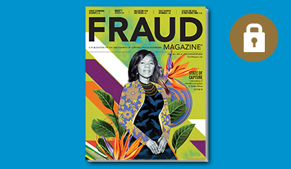 Fraud Magazine cover, with member's only lock