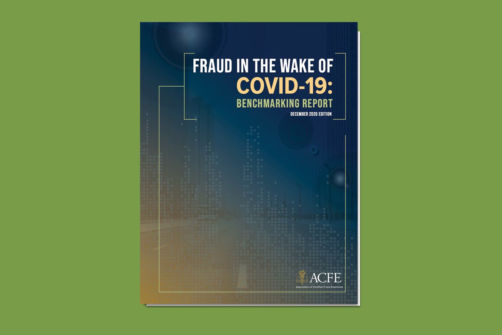 Abstract Fraud in the Wake of Covid-19 report cover over a green background