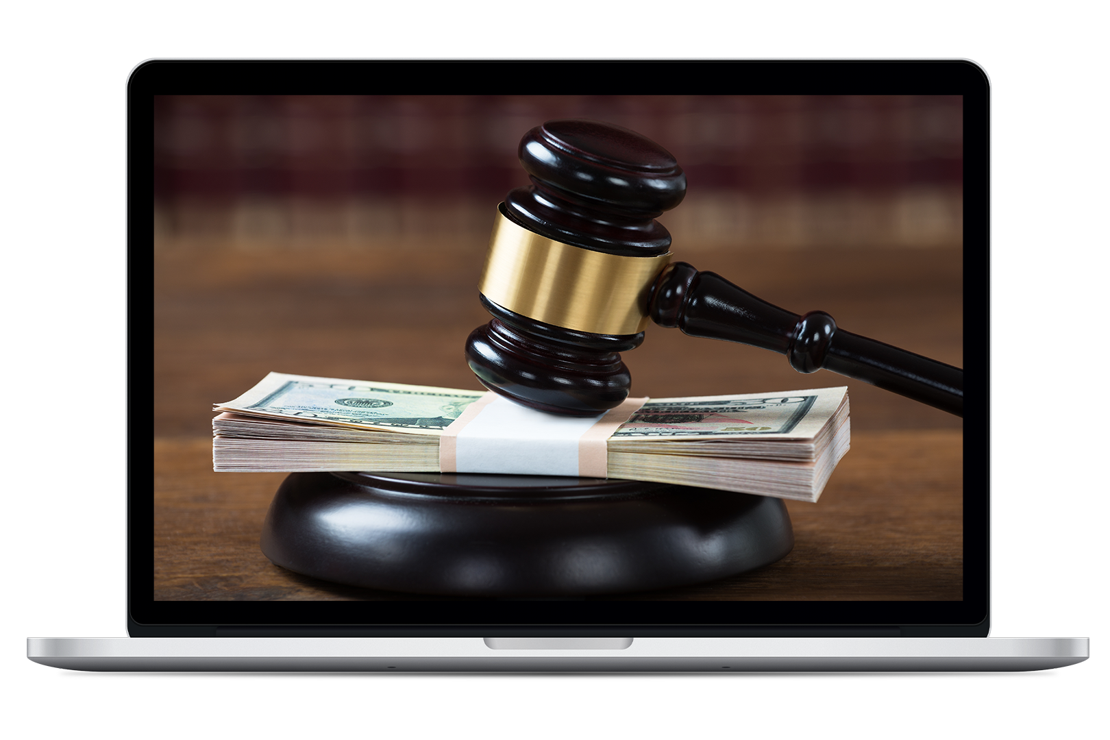 Image of gavel hitting a stack of money