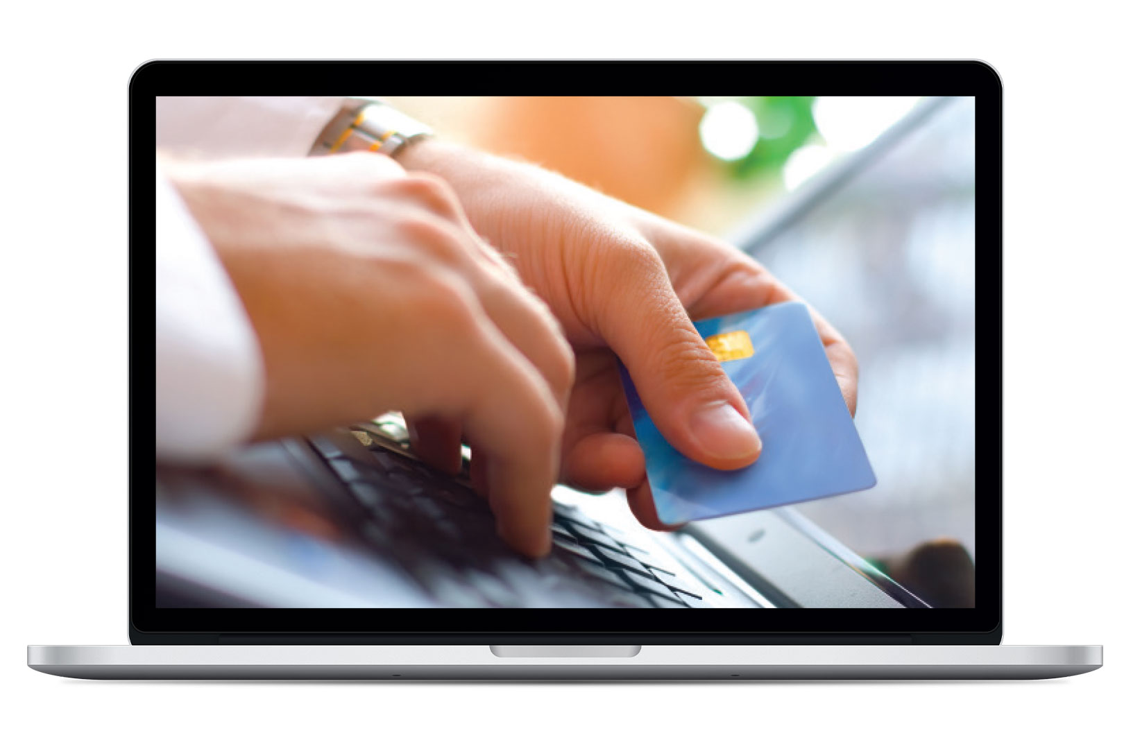 Image of hands entering a credit card online