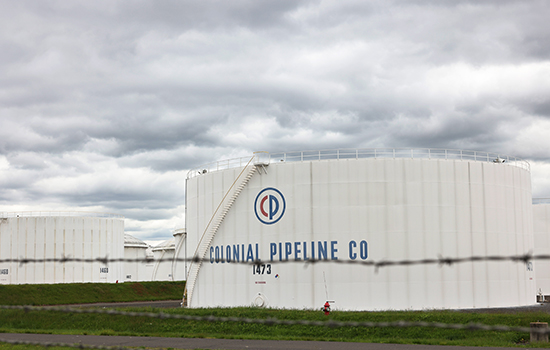 Fuel holding tanks are seen at Colonial Pipeline’s Linden Junction Tank Farm on May 10, 2021, in Woodbridge, New Jersey.