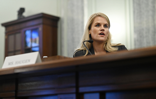 Facebook whistleblower Frances Haugen testifies before lawmakers at the Russell Senate Office Building on Oct. 5, 2021, in Washington, DC.