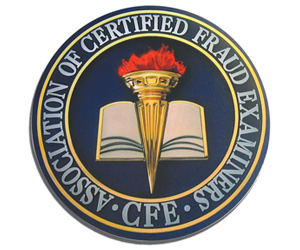Round ACFE logo image on smooth rubber pad