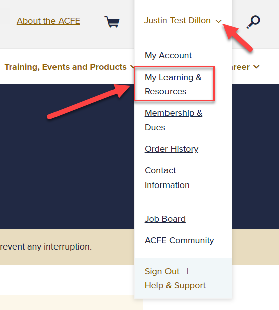 My Learning & Resources guidance